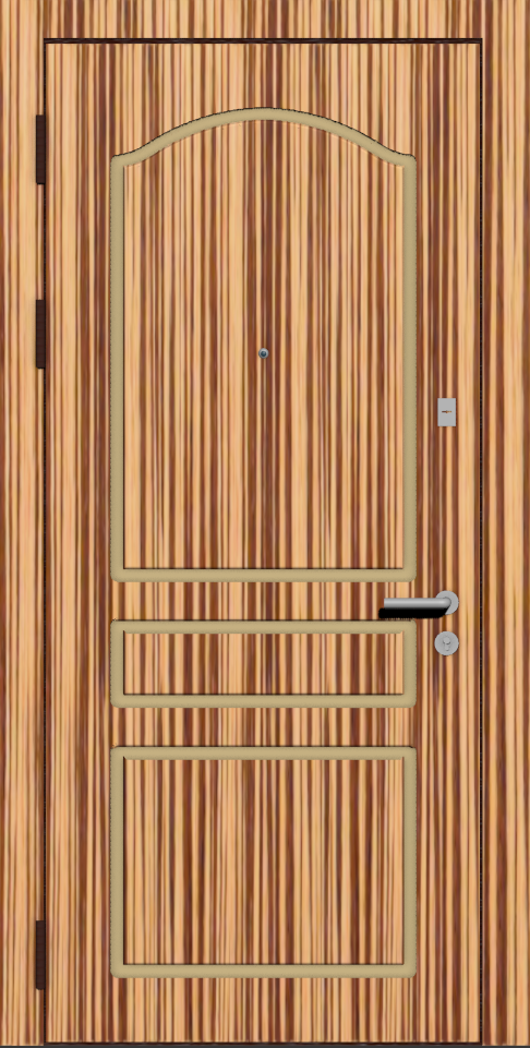 Стальная дверь с дверной накладкой МДФ Шпон P3 зебрано